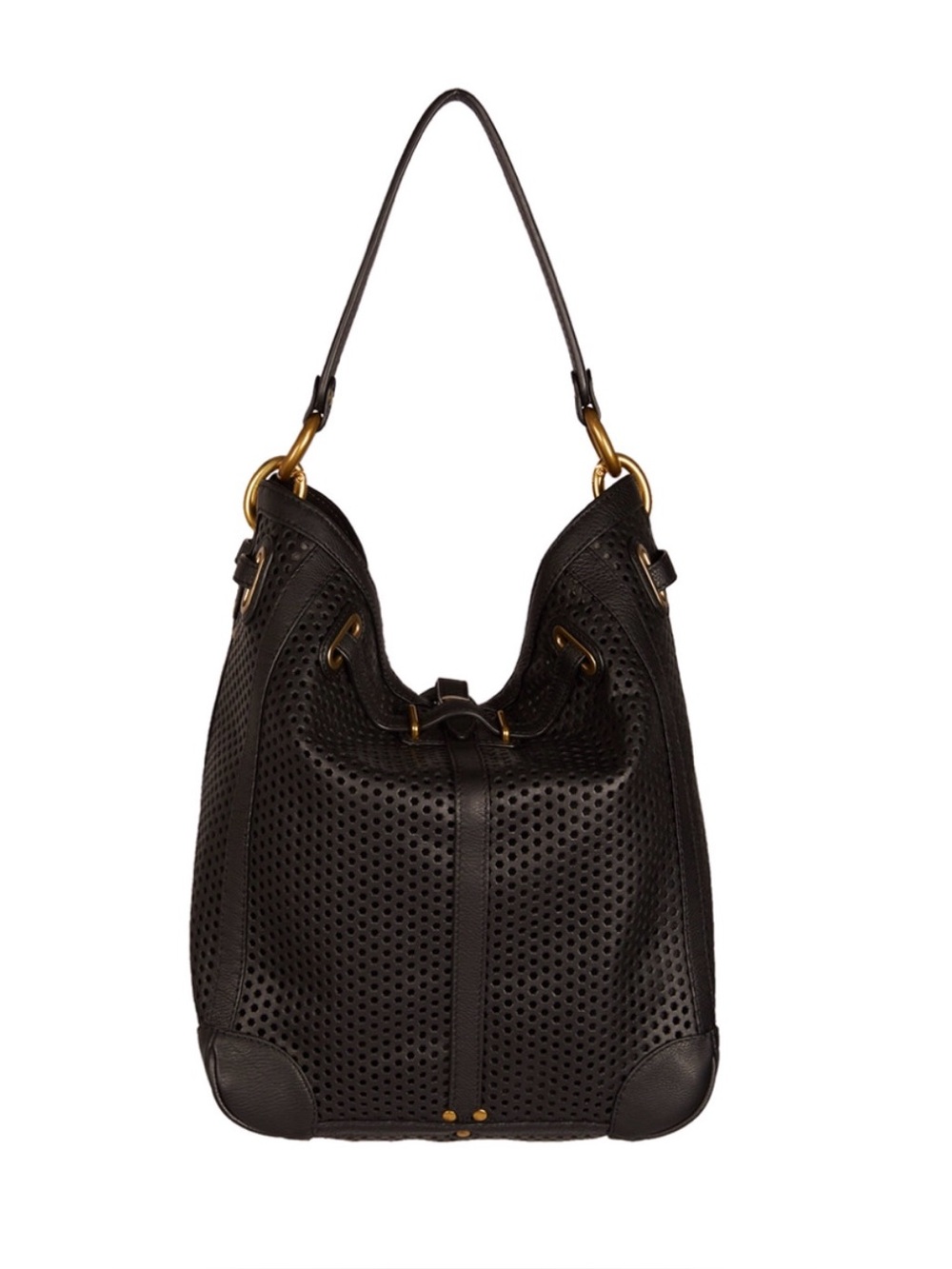 Jerome Dreyfuss Tanguy Black Perforated Leather Shoulder Crossbody Bag